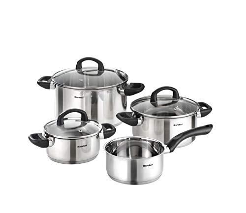 Karcher Topfset Mia aus Edelstahl, Kochgeschirr Induktion-Kochtopf-Set, Töpfe mit Glasdeckel und Stielkasserolle, 4-teilig Karcher Topfset Mia aus Edelstahl, Kochgeschirr Induktion-Kochtopf-Set, Töpfe mit Glasdeckel und Stielkasserolle, 4-teilig von Karcher