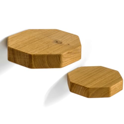 Kardamov Studio 2er Set Mini-Wandregale aus Berlin, Handgefertigte Holzregale, Kleine Schweberegale aus Eiche, Minimalistische Deko-Oktagon-Regale, Vielseitige Pflanzenregale (2er Set Oktogon) von Kardamov Studio