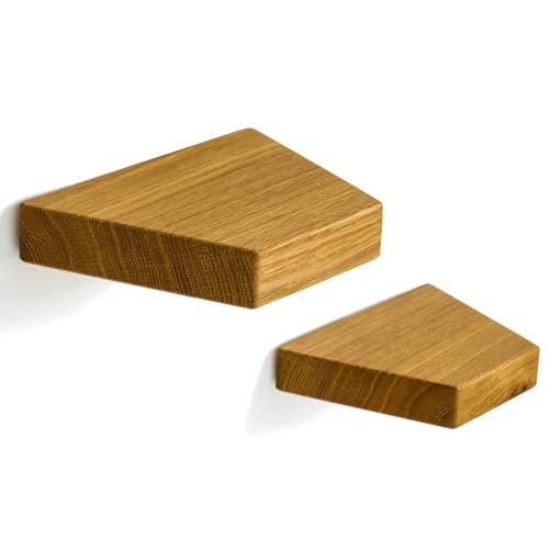 Kardamov Studio 2er Set Mini-Wandregale aus Berlin, Handgefertigte Holzregale, Kleine Schweberegale aus Eiche, Minimalistische Deko-Trapezregale, Vielseitige Pflanzenregale (2er Set Trapez) von Kardamov Studio