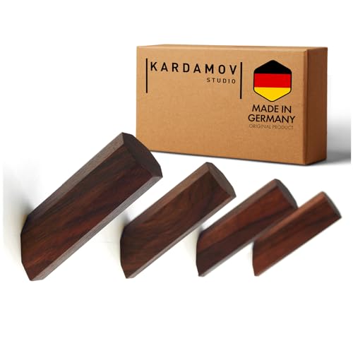 Kardamov Studio 4er Set Haken aus Berlin, natürliche Holz Wandhaken, Moderne Dekorative Handgefertigte Kleiderhaken aus Nussbaum, Minimalistische Mehrzweck Huthaken, Garderobe Jackenhalter von Kardamov Studio