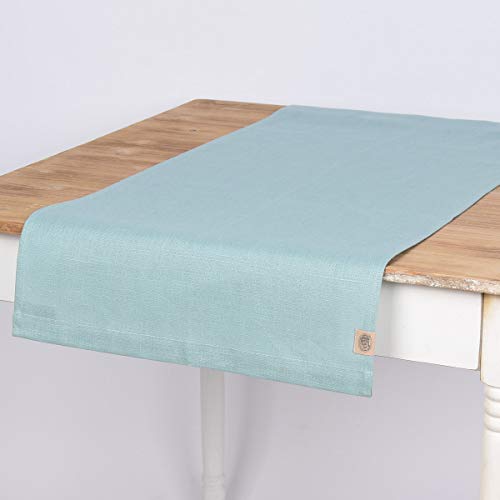 Tischläufer Erik aus 100% Leinen 1-lagig 47x150cm eisblau von Kardelen