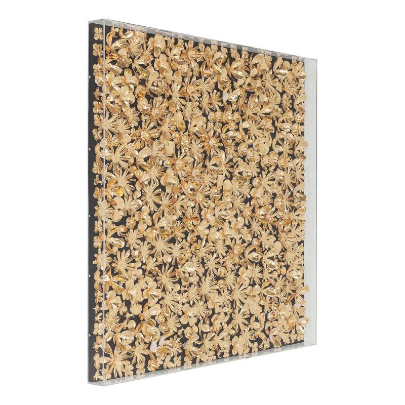 home24 Deko Rahmen Gold Flower Leinen Gold 120 x 120 x 5cm von home24