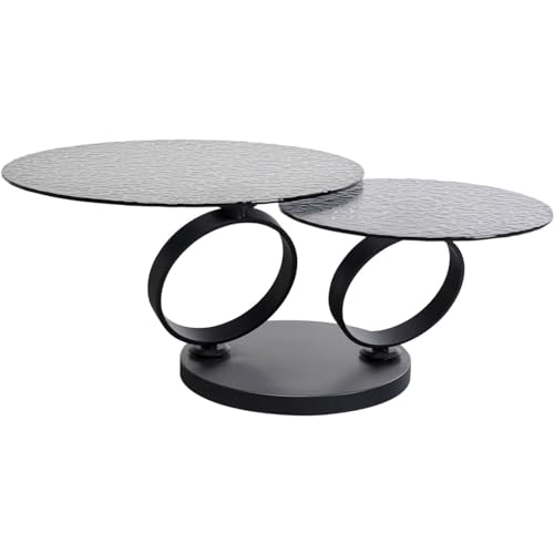 Kare Design Couchtisch Beverly Bubble, Schwarz, Elegant, Sicherheitsglas, Stahl, 360 Grad drehbar, Wohnzimmertisch, Home Office, Sofatisch, Beistelltisch, 41x133x80 cm (H-B-T) von Kare