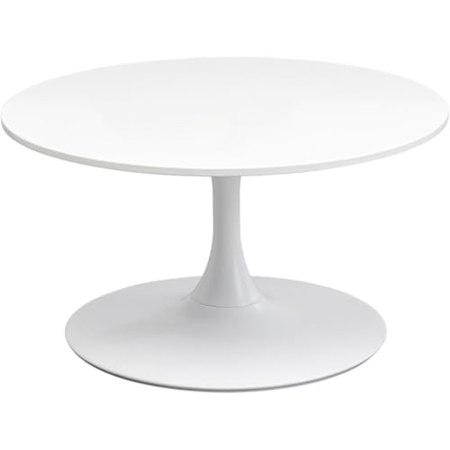 Kare Design Couchtisch Schickeria, Weiß, 80cm Durchmesser, Beistelltisch, Wohnzimmertisch, Stahlgestell, Rund, Retro von Kare