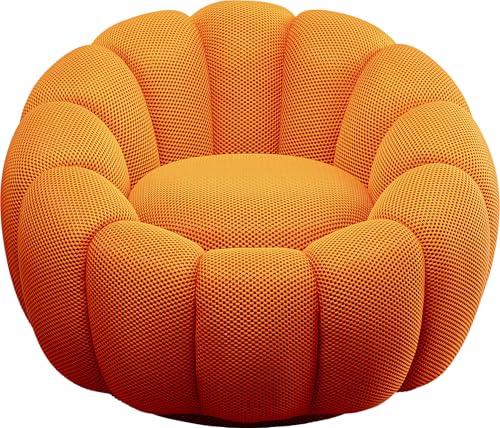 Kare Design Drehsessel Peppo Bloom, Orange, 40 cm Sitzhöhe, Polstersessel, Relaxsessel, 360 Grad Drehbar, Wohnzimmer, 68x94x94 cm (H/B/T) von Kare