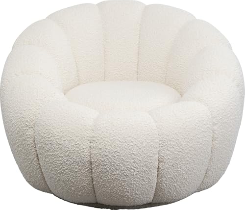 Kare Design Drehsessel Peppo Bloom, Weiß, 39 cm Sitzhöhe, Polstersessel, Relaxsessel, 360 Grad Drehbar, Wohnzimmer, 68x94x94 cm (H/B/T) von Kare