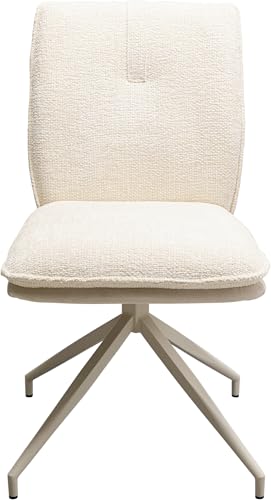 Kare Design Drehstuhl Hilla, Weiß, Esszimmerstuhl, Polsterstuhl, 49 cm Sitzhöhe, 180 Grad Drehbar, Wohnzimmer, 85x61x47 cm (H/B/T) von Kare