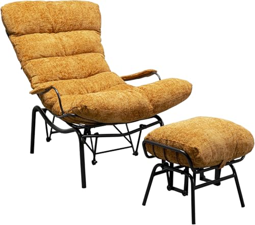 Kare Design Sessel Vienna Swing, Gelb, 40 cm Sitzhöhe, Polstersessel, inklusive Fußhocker, mit Kippfunktion, Wohnzimmer, 95x82x111 cm (H/B/T) von Kare