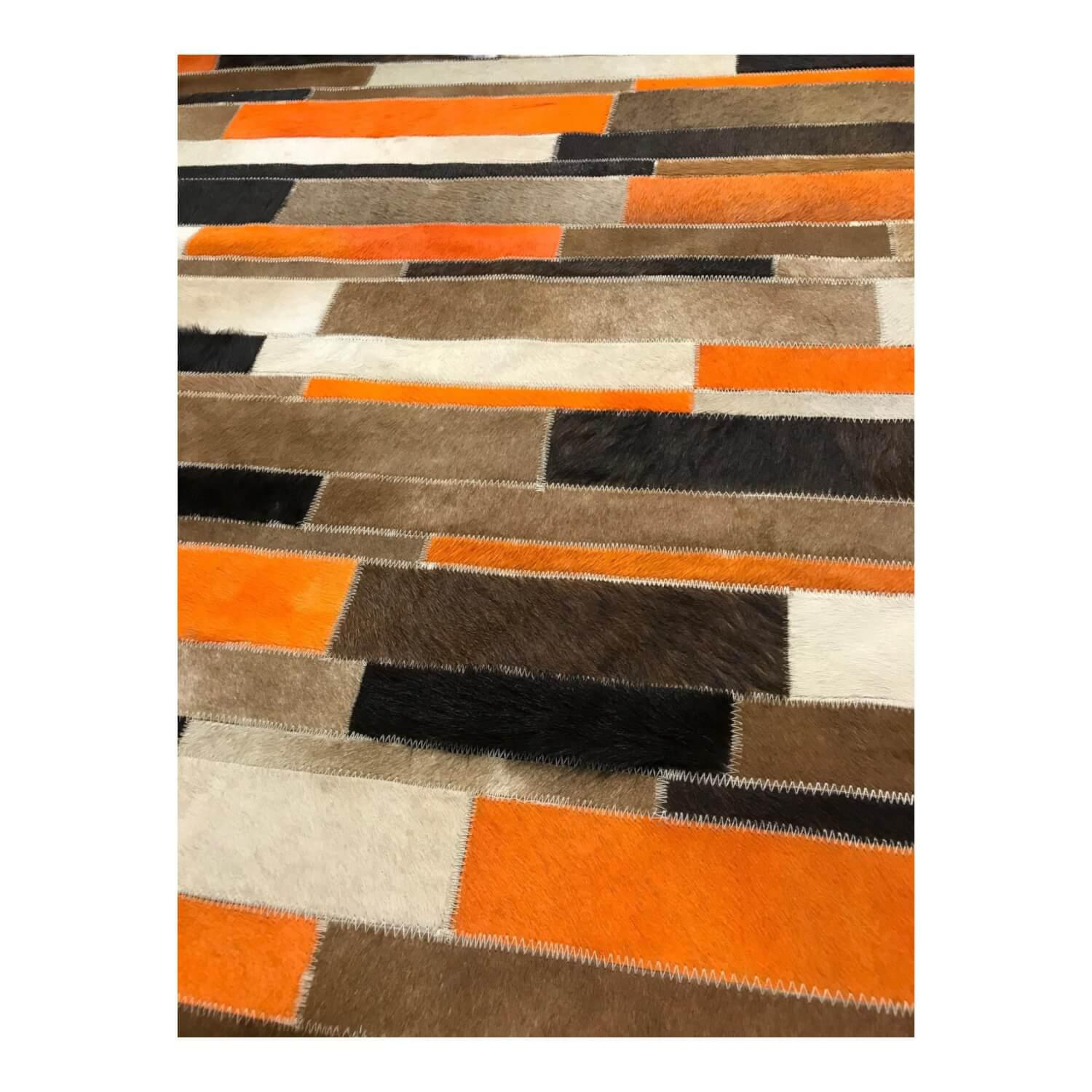 Teppich 37856 Brick Orange Aus Echtleder Kuhfell Gefärbt Orange Braun Schwarz Be... von Kare Design