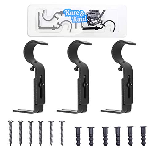 Kare & Kind Verstellbare Halterungen für Gardinenstangen – Schwarz – Set mit 3 Stück – ausziehbare Halterungen – Verwendung für 2,5 cm Stangen für leichte bis schwere Vorhänge, Stoffe, Vorhänge, Kare & Kind Verstellbare Halterungen für Gardinenstangen – Schwarz – Set mit 3 Stück – ausziehbare Halterungen – Verwendung für 2,5 cm Stangen für leichte bis schwere Vorhänge, Stoffe, Vorhänge, von Kare & Kind