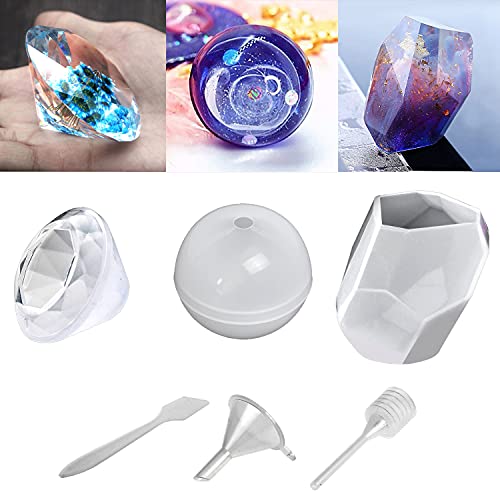 Polymer-Ton- / Harz-Epoxid-Formen - Set mit 3 formen - Kristall/Diamant/Kugel - Erstellen Sie Ihre eigenen Polymer-Ton-/Harz-Epoxid-Formen - 3 Silikonformen - Kristall/Diamant/Spher durchsichtig Polymer-Ton- / Harz-Epoxid-Formen - Set mit 3 formen - Kristall/Diamant/Kugel - Erstellen Sie Ihre eigenen Polymer-Ton-/Harz-Epoxid-Formen - 3 Silikonformen - Kristall/Diamant/Spher durchsichtig von Kare & Kind