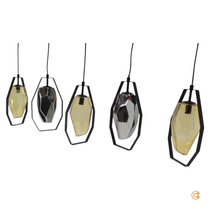 B-Ware Kare Hängeleuchte Balkenpendelleuchte Diamond Fever Dining Schwarz 5 Flammig von Kare