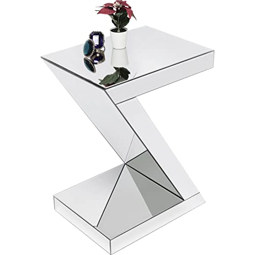 Kare Design Beistelltisch Luxury Z, Silber, Verspiegelt, Couchtisch in Z-Form, Wohnzimmertisch, Sofatisch, Nachttisch, Glas, 60x45x33 cm (H/B/T) von Kare