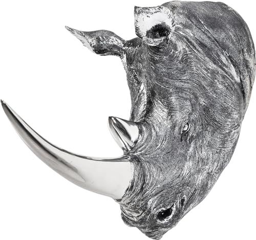 Kare Design Deko Kopf Rhino, Silber, Nachbildung Nashornkopf, Deko Objekt, Kunststoff, 53x44x19 cm (H/B/T) von Kare