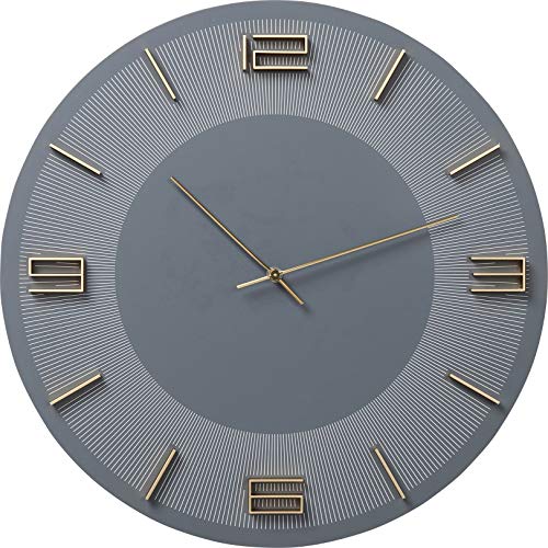 Kare Design Wanduhr Leonardo, Grau/Gold, Wanduhr, Uhr, Holz, Aluminium, 49x49x5 cm (H/B/T) von Kare