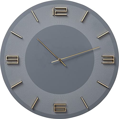 Kare Design Wanduhr Leonardo, Grau/Gold, Wanduhr, Uhr, Holz, Aluminium, 49x49x5 cm (H/B/T) von Kare