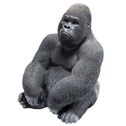 Kare Design Deko Figur Gorilla Side Medium, kleine Dekofigur in Form eines Gorillas, ausgefallene Wohnzimmer Dekoration, Dekofigur Gorilla Schwarz, Dekoobjekt Affe, Accessoire, (H/B/T)38,5x30x28cm von Kare