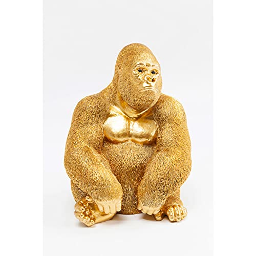 Kare Design Deko Figur Side Medium Gold, kleine Form eines Gorillas, ausgefallene Wohnzimmer Dekoration, Dekofigur Gorilla, Dekoobjekt Affe, Accessoire, (H/B/T) 38,5x30x28cm von Kare