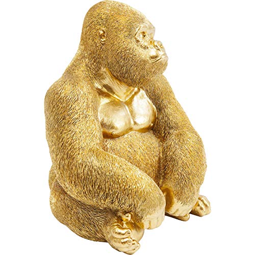 Kare Design Deko Figur Side Medium Gold, kleine Form eines Gorillas, ausgefallene Wohnzimmer Dekoration, Dekofigur Gorilla, Dekoobjekt Affe, Accessoire, (H/B/T) 38,5x30x28cm von Kare