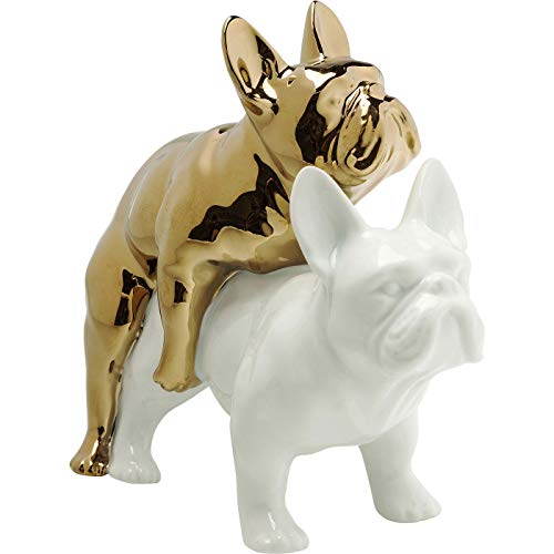 Kare 64626 Design Deko Figur Love Dogs, goldener und weißer Hund aus Porzellan, witziges Dekoobjekt, Dekofigur Hunde, Figur, Accessoires, (H/B/T) 17x11x20cm von Kare