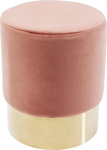 Kare 82697 Design Polsterhocker Cherry Brass, moderner Design Hocker mit Samtbezug, rund,,35 cm, Rosa-gold, Rosa-gold, Fußhocker, rose Samt, (H/B/T) 42x35x35 cm von Kare