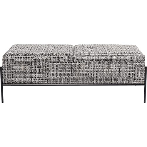 Kare Design Bank Storage, Schwarz/Weiß, Sitzbank, mit 2 Fächern, Textil Bezug, Stahlgestell, 43x120x40 cm (H/B/T) von Kare