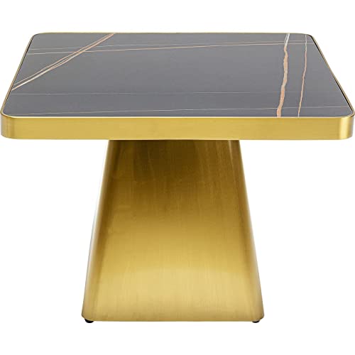 Kare Design Beistelltisch Miler, Gold/Schwarz, 60x60cm (H/B), Wohnzimmertisch, Couchtisch, Beistellltisch mit Stahlsockel, Mineralmarmor Tischplatte von Kare