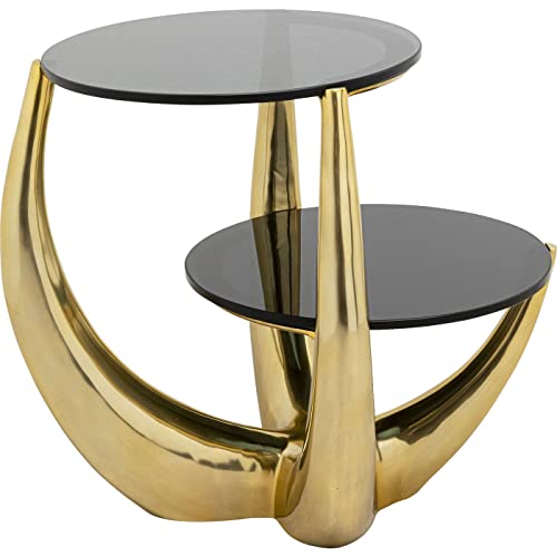 Kare Design Beistelltisch Piera, Gold/Schwarz, Couchtisch, Aluminiumgestell, Nutzfläche aus gefärbtem Glas, 68x53x55 cm (H/B/T) von Kare