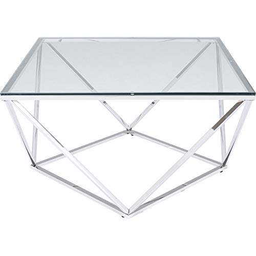 Kare Design Couchtisch Cristallo, Chrom, Beistelltisch, Edelstahl Gestell, ESG-Glas Tischplatte, 45x80x80 cm (H/B/T) von Kare