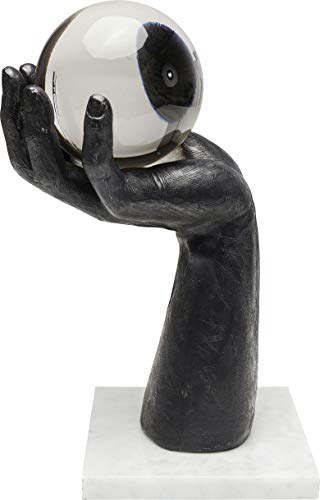 Kare Design Deko Kugel Hand, schwarze Deko Hand als Accessoire für den Wohnbereich, Weiß Farbener Sockel aus echtem Marmor, (H/B/T) 31x20x15cm von Kare
