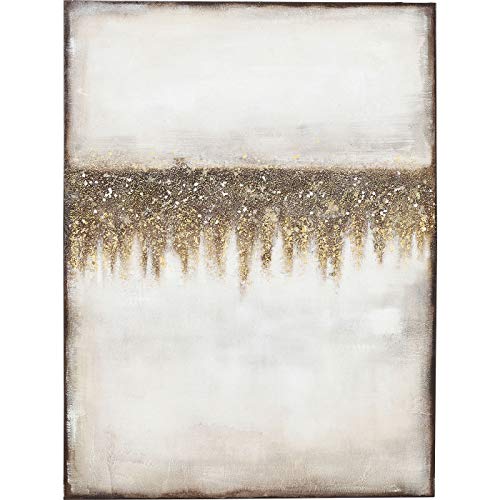 Kare Design Acrylbild Abstract Fields Gold, Leinwandbild, Wanddekoration, Baumwollleinwand , Abstrakt, Massivholz Rahmen, handgemalte Details, 20x90x3,7cm von Kare