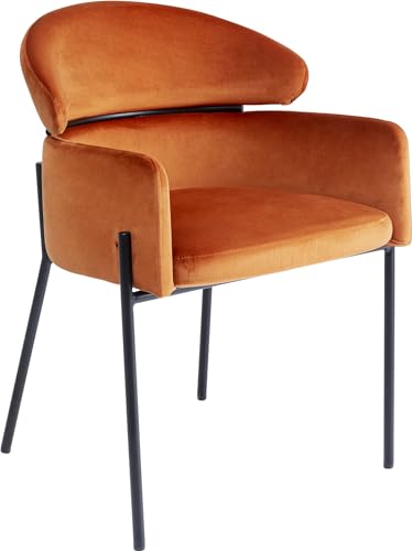Kare Design Armlehnstuhl Alexia Velvet, Orange, Esszimmerstuhl, Polsterstuhl, Samtoptik, Stahl Gestell, 46cm Sitzhöhe, 78x54x61 cm (H/B/T) von Kare