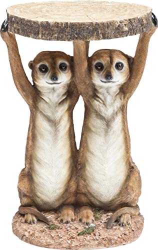 Kare Design Beistelltisch Meerkat, Braun, 33cm Durchmesser, Couchtisch, Erdmännchen Motiv, 52x35x33 cm (H/B/T) von Kare