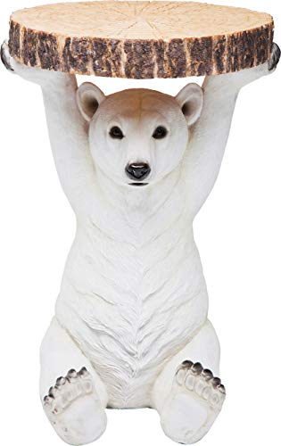 Kare Design Beistelltisch Animal Polar Bär, Ø37cm, kleiner, runder Couchtisch, Holzoptik, Tierfigur als ausgefallener Wohnzimmertisch, (H/B/T) 53x37x37cm, Weiß, Groß von Kare