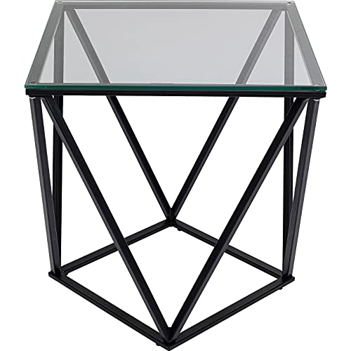Kare Design Beistelltisch Cristallo Schwarz, Couchtisch, Glasplatte, minimalistisch, quadratisch, hochwertig, 50x50cm von Kare