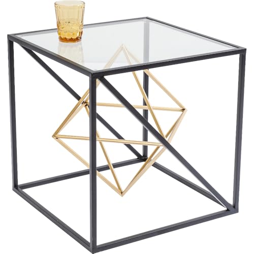 Kare Design Beistelltisch Prisma, kleiner, edler Couchtisch aus Glas, Tisch mit Metall-Streben, Couchtisch, Wohnzimmer, Sofatisch, (H/B/T) 45x45x45cm, Gold von Kare