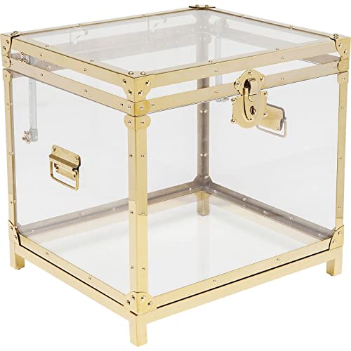 Kare Design Beistelltisch Trunk Storage Gala, quadratische Aufbewahrungsbox aus Glas und goldenem Edelstahl Rahmen, Nachttisch mit Aufbewahrungsmöglichkeit (H/B/T) 52x55x48 von Kare