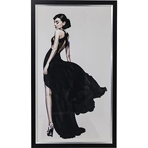 Kare Design Bild Frame Diva, Schwarz, Kunstdruck mit schwarzem Rahmen, Gerahmtes Wandbild, Audrey Hepburn, Glas, Hochformat, 172x108 cm (H/B) von Kare