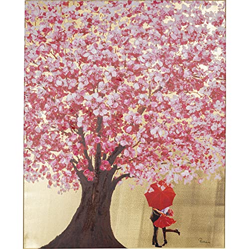 Kare Design Bild Touched Flower Couple, Gold/Pink, Bilddruck, Wandbild, Bild mit Rahmen, Canvas, Acrylfarbe, handgemalte Details, 100x80 cm (L/B) von Kare