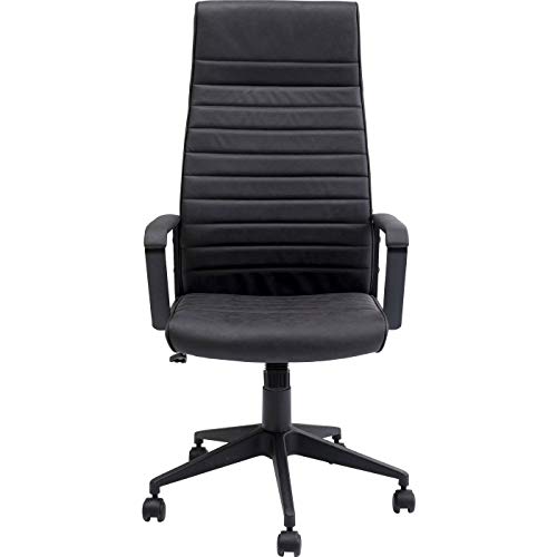 Kare Design Bürodrehstuhl Labora, moderner Designer mit Armlehnen und Gasdruckfeder, Drehstuhl höhenverstellbar, Schreibtischstuhl mit Rückenlehne Hoch, Gamingstuhl Schwarz (H/B/T) 128x58x56cm von Kare