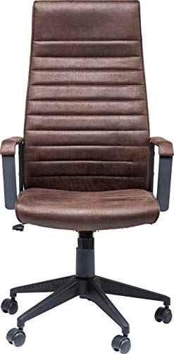 Kare Design Bürostuhl Labora, Braun, Bürostuhl, Drehstuhl, Veloursleder, Pappelholz Gestell, 360 Grad drehbar, rollbar, kippbare Rückenlehne, 129x62x59 cm (H/B/T) von Kare