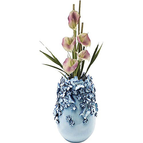 Kare Design Deko Vase Butterflies, hellblau, Keramikvase für Kunstpflanzen, Schmetterling Motiv, 35cm von Kare
