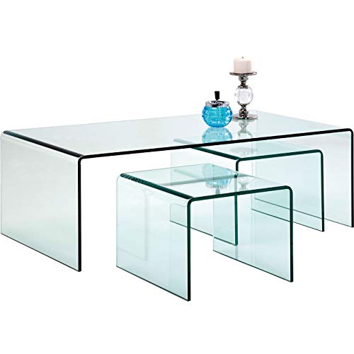 Kare Design Couchtisch Clear Club (3/Set), Transparent, Couchtisch, Beistelltisch, Glas, 36x90x50 cm (H/B/T) von Kare