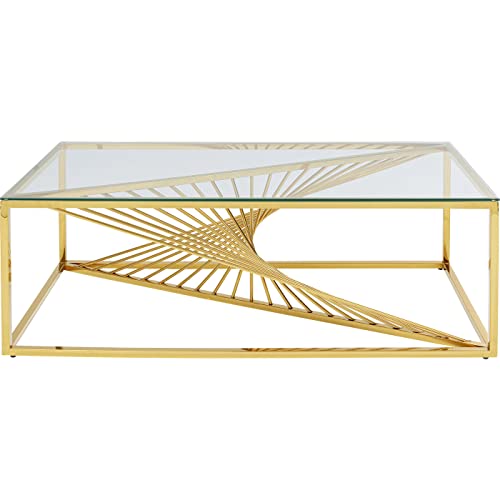 Kare Design Couchtisch Laser, Gold, Beistelltisch, Edelstahlgestell, Glas Tischplatte, 60x120x45 cm (H/B/T) von Kare