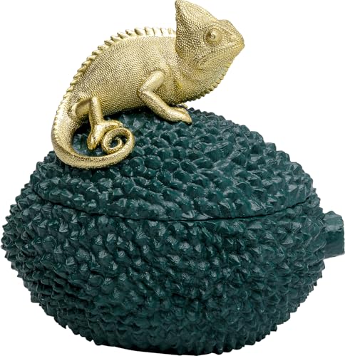 Kare Design Deko Dose Chameleon, Gold/Petrol, dekorative Dose mit Chamäleon, Accessoire, Aufbewahrung, Deko Objekt, 20x20x16 cm (H/B/T) von Kare