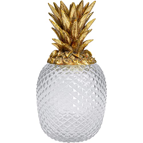 Kare Design Deko Dose Pineapple, Gold, 31cm (H), Dekorative Dose mit Deckel, Ananas-Form, Accessoire, Aufbewahrungsdose, Deko Objekt, Glas von Kare