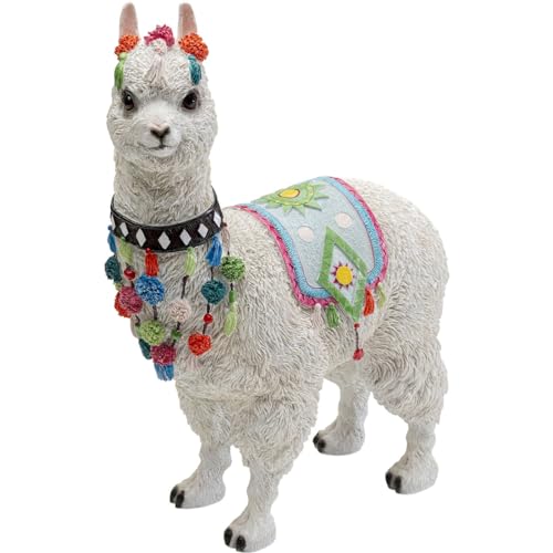 Kare Design Deko Figur Alpaca Circus, Weiß, Deko Objekt, Alpaca Motiv, handbemalt, Unikat, 36x29x13 cm (H/B/T) von Kare