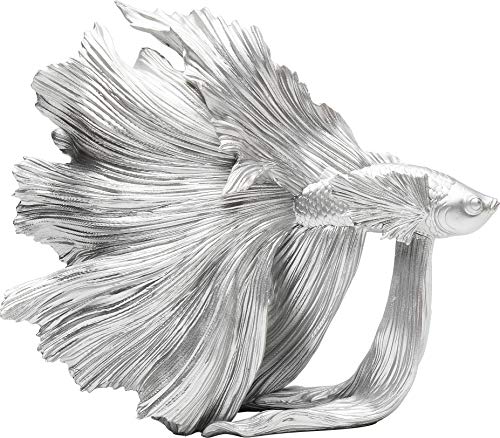 Kare Design Deko Figur Betta Fish, Silber, Handgefertigt, Kleines Deko Objekt, Fisch Motiv, Wohnzimmerdekoration, Statue, 37x34x14cm (H/B/T) von Kare