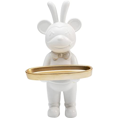 Kare Design Deko Figur Butler Bear, Weiß, Gold, Bär, Keramik, Unikat, Handgearbeitet, 29x11x16cm (H/B/T) von Kare