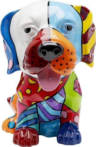 Kare Design Deko Figur Dog Patchwork, Mehrfarbig, Deko Objekt, Hund Motiv, handbemalt, Unikat, 35x31x25 cm (H/B/T) von Kare